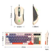 T-WOLF Set Keyboard dan Mouse Gaming, Keyboard dan Mouse Berkabel dengan Lampu Latar, Keyboard Kantor/Rumah Berkabel 98 Tombol dengan Blok Warna Kustomisasi Cetakan Pribadi, 6 Buah Mouse Multi-Warna - View 10
