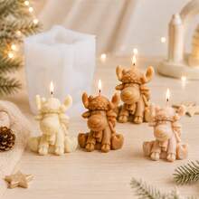 1/2pcs Christmas Deer Candle Silicone Mold 3D Reindeer Candle Making Mold For DIY Soy Wax Aromatherapy Candles, Reusable Handmade Xmas Mold For Holiday Gift Home Decor - Xmas Deer - View 3
