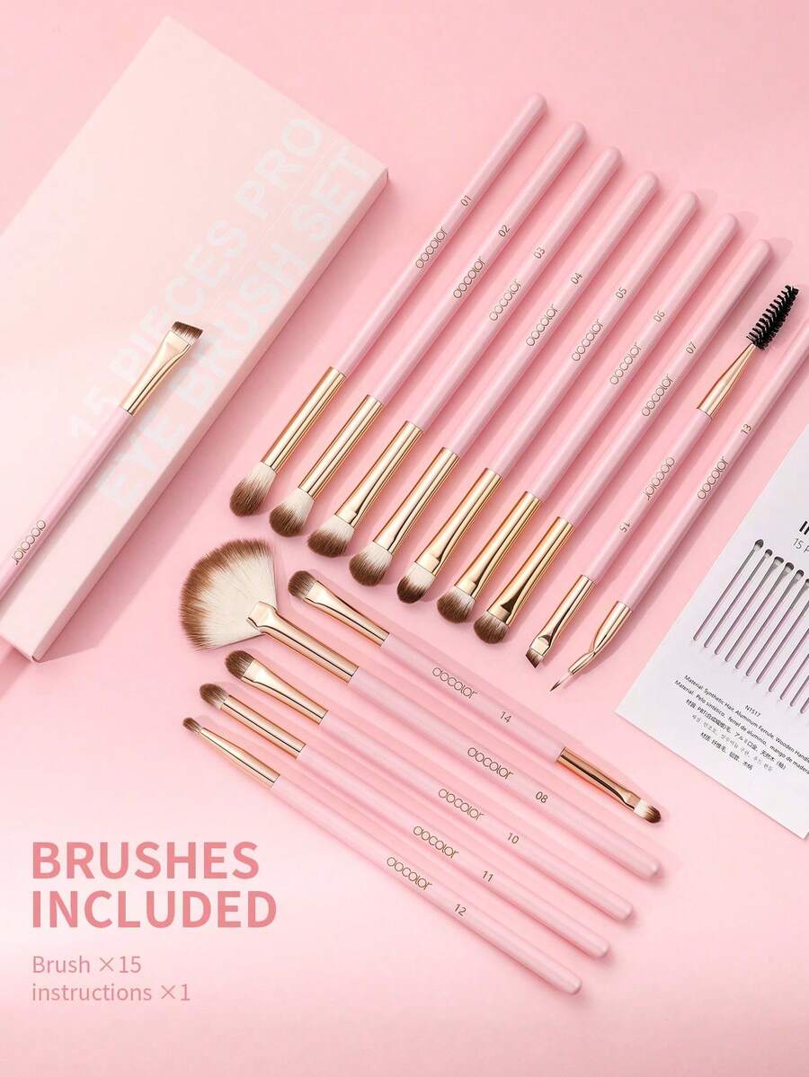 docolor 15pcs Neon Color Eyeshadow Makeup Brush Set, Includes Blending Brush, Packing Brush, Detail Brush, Suitable For Beginners, High-Quality Synthetic Fiber Eyeshadow Brushes, Professional Makeup Tools For Eyes And Eyebrows, Portable Travel Makeup Brushes, Gift For Women And Girls