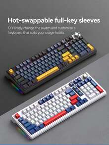 T-WOLF Mechanical Keyboard Tri-Mode Red Switch Hot-Swappable Bluetooth Wireless RGB Gaming Keyboard With Knob Control - View 5