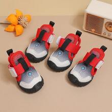 Star Print Breathable Mesh Fabric Wide Hook And Loop Dog Shoes For Small And Medium Dogs Outdoor Walking - Red - View 10