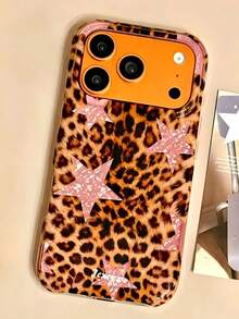 Y2k Cute Pink Stars Leopard Print Mobile Phone Case Compatible With IPhone 17Pro Max 17Pro 17 16Pro Max 16Pro 16 16 Plus 15 Pro Max 15 Pro 13 Pro Max 14 Pro 15 14 13 Luxury Retro Shockproof Phone Case - Multicolor - View 4