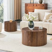 Set Of 2 Round Coffee Tables With Storage Space, Nesting Table Wood Look MDF, Approx. 62.8cm/44cm Diameter, Living Room Side Table With Removable Lid &Amp; Cavity, 62.8 X 62.8 X 35 Cm - Brown - View 2