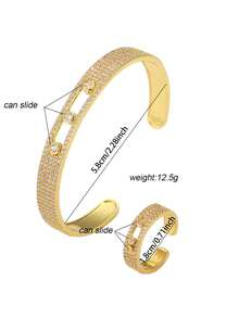 1pc European And American Fashion Zirconia Cartoon Smile Open Bangle Bracelet For Women Daily Wear - Rose Gold - View 2