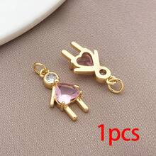 1pc Crystal Boy Girl Charms Multicolor Cubic Zirconia Family Couple Pendants For DIY Fashion Jewelry Handmade Parent Memory Necklace Bracelet - Multicolor - View 18