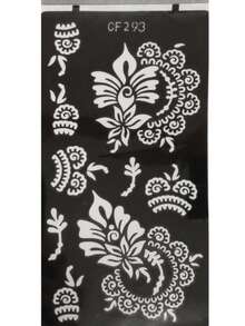 Reusable Self-Adhesive Nail Art Stencils - Floral Pattern Stencil Stickers, Perfect For DIY Body Painting, Parties And Events, Also Suitable For Handicrafts, Reusable, Mehndi Designs - Black - View 5