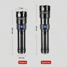 300,000LM 超強手電筒 5 種模式 長距離聚光燈 附 COB 燈 可充電 LED 手電筒 - 黑色 - 查看 4