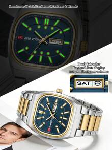Jam Tangan Bisnis Fashion Pria VA VA VOOM, Dengan Fungsi Tanggal dan Hari dalam Seminggu, Layar Bercahaya, Kemasan Kotak Hadiah Elegan, Hadiah Sempurna untuk Pria - Satu-Ukuran - View 9