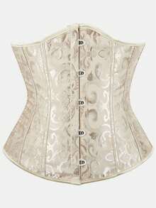 Court Style Jacquard Waist Cincher With Front Buckle And Back Lace-Up, Fishbone Corset For Daily Wear, Party And Halloween Outfit - Multicolor - View 34