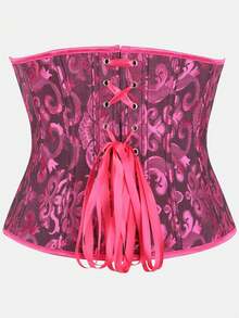 Court Style Jacquard Waist Cincher With Front Buckle And Back Lace-Up, Fishbone Corset For Daily Wear, Party And Halloween Outfit - Multicolor - View 59