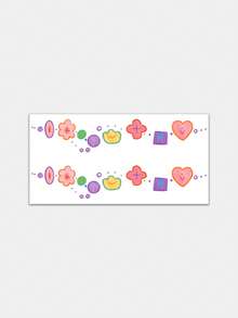 1pc Colorful Heart Flower Geometric Bracelet Pattern Temporary Tattoo Sticker, Realistic Fake Tattoo Design, Suitable For Daily, Bachelorette Party Favors, Music Festivals, Games, Graduation Gifts, Lasts 3‑5 Days - Multicolor - View 4