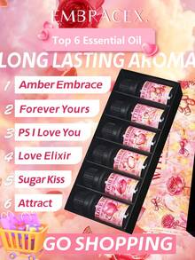 EMBRACEX. 6pcs/Set 10ml Heart-Shaped Essential Oils, Valentine's Day Gifts, Women's Candles, Vanilla, Cherry, Coconut Fragrance, Car Air Freshener, Aromatherapy Oils, Rattan Diffuser, Room Deodorizer, Car Fragrance Oils, "I Love You", "Amber Romance", "Forever Love", "Sweet Kiss", "Love Potion", Holiday Essential - Gift - 查看 5
