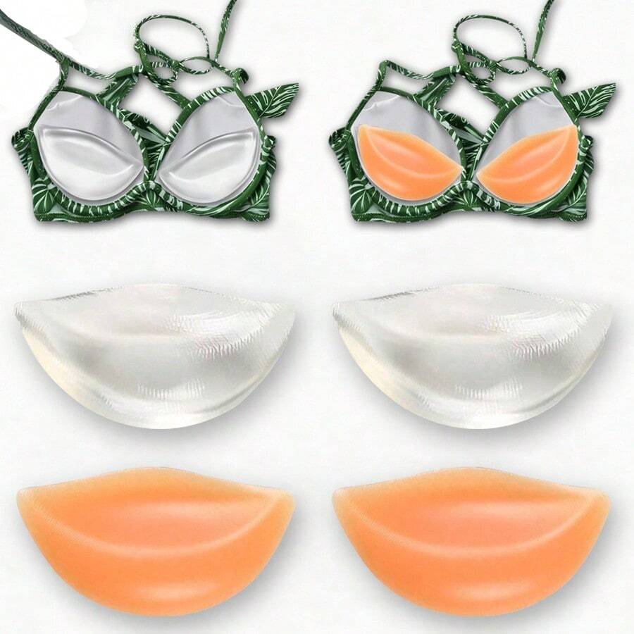 2/4pcs Ultra Soft Silicone Breast Pads, Gel Enhanced Bra Inserts, Lift Chest, Soft And Comfortable Women's Lingerie Accessories - Multicolor - View 1