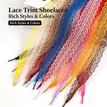 2pcs Lace Shoelaces, Ballet Style Cute Girl Accessories, Black And White Silk Lace Trim Shoelaces, Footwear, Spring/Summer Selection, Bridesmaid Gift, Room, Bedroom Decor, Beach, Travel, Suitable For Men, Suitable For Women, Vacation, Cute Items, Mother's Day Gift, Bedroom Decor, Garden, Kitchen Decor, Summer, Beach, Travel Essentials, Room Decor - Multicolor - View 11
