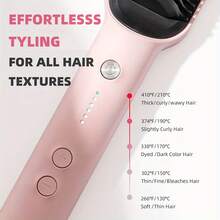 Ionic Straightening Brush Upgraded Version, With Dense Bristles, Dual Voltage, Women's Ceramic Hot Comb, Suitable For Coarse Curly Hair Straightening - Pink - View 3