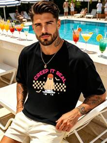 Ghost Skater Graphic T-Shirt 100% Cotton, Graphic Design, Street Hip-Hop, Breathable - Black - View 6