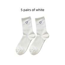 1/3/5/10/15/20/30 Pairs Women's Cotton Mid-Calf Socks, White/Black, Cute, Girls Socks, Autumn/Winter/Spring/Summer, Soft, Random Color, Suitable For Sports/Daily Wear - White - View 9
