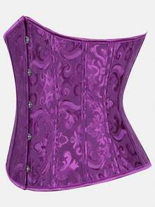 Court Style Jacquard Waist Cincher With Front Buckle And Back Lace-Up, Fishbone Corset For Daily Wear, Party And Halloween Outfit - Multicolor - View 58