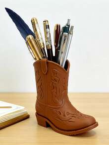 Tempat Pena dan Kotak Penyimpanan Meja Berbentuk Sepatu Bot Koboi Barat Buatan Tangan - Rak Penyimpanan Silinder Berbentuk Sepatu Bot Bergaya Pedesaan, Cocok untuk Rumah, Kantor, Sekolah, Dekorasi Meja Vintage, Hadiah Ringan, Sempurna untuk Natal, Ulang Tahun, dan Ruang Bertema Barat - Beraneka warna - View 7