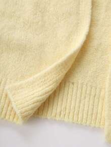 Yuu Plus Size Elastic V-Neck Long Sleeve Cardigan Sweater, Loose Slimming Belly-Covering Easy-Care Knit Cardigan Fall - Yellow - View 8