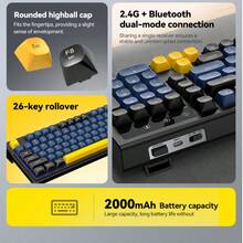T-WOLF Keyboard Bluetooth Nirkabel Dual-Mode, Keyboard Gaming Backlit Isi Ulang, 98 Tombol, Tutup Tombol Warna-Blok Senyap yang Dapat Disesuaikan - View 4