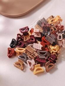 10/30/50pcs Yellow-Brown D-Shaped Small Hair Clips For Women, Side Hair Fixing Clips, Simple Casual Versatile Styling Hair Accessories (Random Color) - Multicolor - View 4