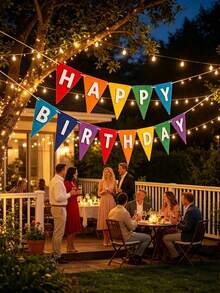 Colorful Felt Birthday Triangle Bunting Garland, Pre-Assembled (Not For Individual Wear), Includes "Happy Birthday" Letter Banner, Double-Layer Design, Suitable For Birthday Party Decoration - A - View 9