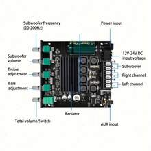 2.1 Channel Subwoofer Amplifier Board, HiFi Subwoofer Power Amplifier, Supports Bass And Treble Adjustment, 50W+50W+100W Stereo Digital Audio Module, Suitable For Home Theater DIY Speakers, DC Power Supply, Max Voltage 36V, Battery Not Included - A - View 10