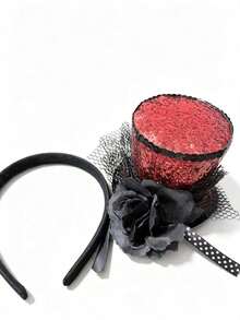 1pc Fashion Creative Decorative Sequin Hat Headband For Holiday Party Cosplay, Women's Decorative Role Play Prop, Suitable For Halloween Carnival Costume Party Dress-Up - Multicolor - View 10