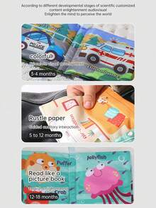 Set Of 4-Page Baby Books Toys, Tactile Fabric Books, Suitable For Infants, Toddlers And Preschoolers, Montessori Education, Early Development Interactive Car And Stroller Soft Toys, Suitable For Boys And Girls - Multicolor - View 10