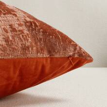 Face Jacquard Velvet Cushion Cover With Solid Backing - Orange - View 5