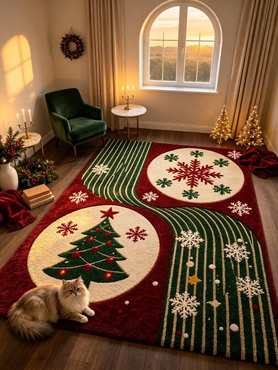 1pc Christmas Theme Rug, Cute Healing Style, Christmas, Doormat, Small Rug, Welcome Mat, Outdoor Doormat, Kitchen Rug, Home Decor, Front Door Mat, Area Rug, Garden Rug, Washable Rug - Multicolor - View 1