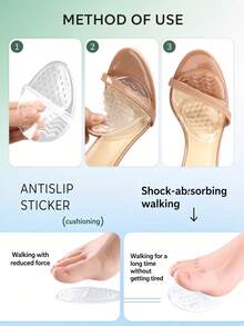 2pcs/1pair Silicone Metatarsal Pads, Soft Foot Cushions, Reduce Foot Pressure, Provide Support, Suitable For High Heels And Sandals - Transparent - View 4