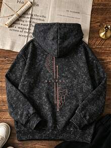 1pc Tie-Dye Warm Thick Thermal Lining Sweatshirt For Big Boys, Student Children Style, Suitable For Autumn/Winter Long Sleeve Top - Black - View 3