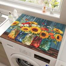 1pc Sunflower Floral Pattern Absorbent Drying Mat, Kitchen Decor Coffee Machine Mat, Laundry Room Accessory Handmade Coffee Pot Drip Tray, Kitchen Floor Mat, Dining Table Mat, Kitchen Countertop Dish Drying Mat, Breakfast Mat, Heat-Resistant Drip Tray With Non-Slip Pad, Diatomaceous Earth Drip Tray, Stain-Hiding, Super Absorbent Kitchen Drip Tray, Easy-To-Clean Dish Rack Mat, Perfect For Kitchen, Dining Table, Coffee Shop, Bar, Holiday, Party, Home Decor, Holiday Gift - Multicolor - View 13