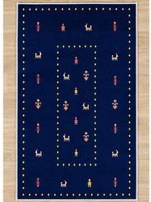 Chilai Home Flower Printed Area Rug,  Kitchen Runner Rug, Washable Floor Mat For Home Decor, Livingroom Rug, Non-Slip Kitchen Runner Rug, Made In Turkiye - Navy Blue - View 2
