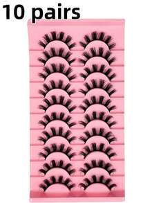 10 Pairs D Curl Thick & Dense False Eyelashes, Fine & Natural Faux Mink Lashes, Fluffy Criss-Cross Reusable Russian Lashes For Soft & Voluminous Look, Natural Makeup - View 12