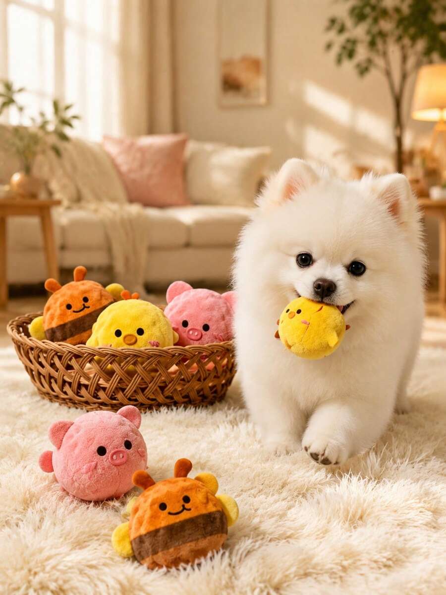 Bóng thú cưng TPR mới, có thể giặt, chống cắn, đồ chơi nhai cho chó, độ đàn hồi cao, hình ong, gà con, lợn dễ thương, có hiệu ứng âm thanh, đồ chơi huấn luyện thú cưng - Nhiều màu - Xem 1