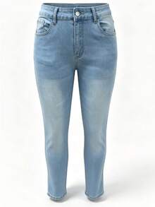 Cross-Border All-Season Minimalist Elegant Casual Women's Denim Skinny Jeans - Light Wash - View 7