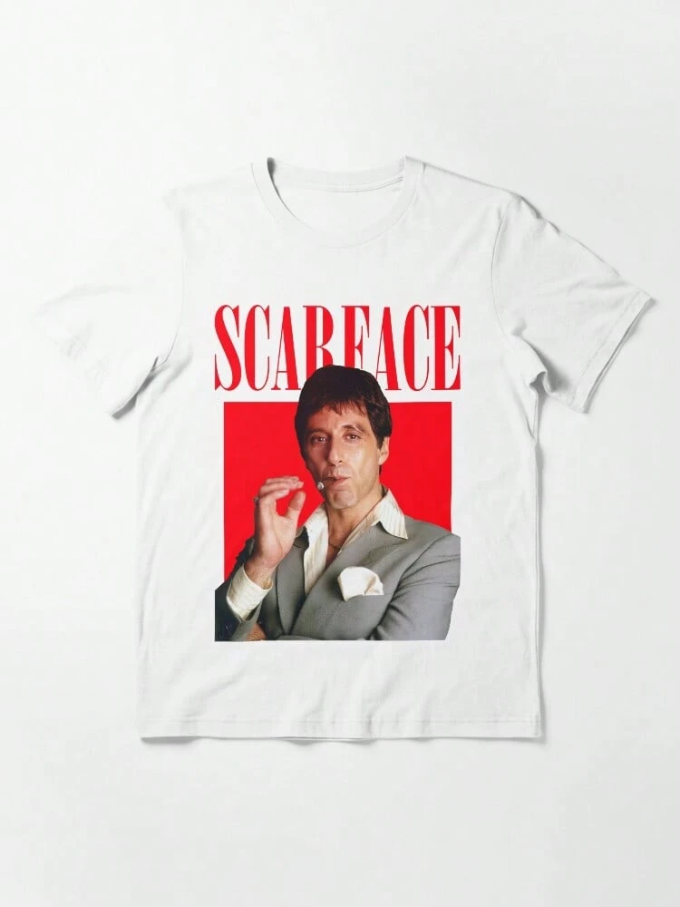 ScarfaceS Al Pacino Retro Graphic T-Shirt, Oversized Cotton Short Sleeve Crew Neck T Shirt Summer Outfit - 白色1 - 查看 1