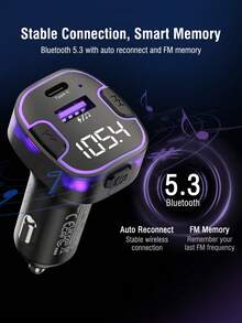 REMAX 藍牙FM發射器車用充電器，USB-C與USB-A雙埠輸出，支援無線與USB隨身碟音樂播放，內建高畫質麥克風免持通話，紫色氛圍燈，汽車配件，汽車必需品，汽車用品 - 黑色 - 查看 8