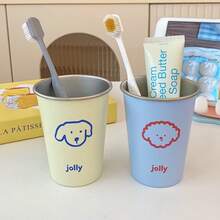 Cute Cartoon Pattern Mouthwash Cup Bathroom Countertop Toothbrush Holder Fashionable Toiletries Accessory Suitable For Dorm And Home Halloween And Christmas Gift - Multicolor - View 1