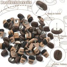 15/30pcs Resin Coffee Cup Bean Beverage Pattern Push Pins, Suitable For Cork Board, Bulletin Board, Photo Wall, Map, Office School Supplies Decoration, Random Style - A - View 3