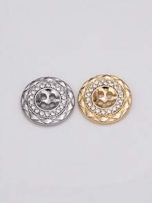 7 buah Kancing Logam Bulat 4 Lubang Bertabur Berlian Imitasi, Kancing Kristal Tepi Berlian Emas & Perak Jahitan Tangan untuk Jas, Mantel, Jaket, Kemeja, Aksesoris Pakaian DIY - beraneka warna - View 4