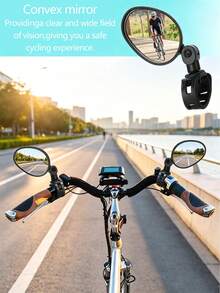 Bicycle Rearview Mirror + Cleaning Tool - Durable 360° Rotating Bicycle Rearview Mirror, Bicycle Reflective Mirror, Handlebar Bicycle Mirror, Adjustable, Universal Fit, High-Definition View, Easy Installation. Extra Large Field Of View, Eliminate Riding Blind Spots - Oval Rearview Mirror, Shock-Resistant Handlebar Mirror, Suitable For Commuting, Mountain Biking And Road Biking, Best Choice For Classmates, Friends, Parents, Cycling Enthusiasts, Back To School, Thanksgiving, Christmas, Holiday Riding Essentials - Multicolor - View 4
