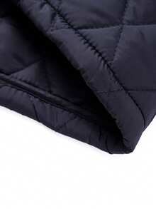 Men's Diamond Quilted Lapel Padded Padded Coat, Commuter Multi-Pocket Zipper Lightweight Padded Padded Coat - Blue - View 7
