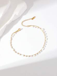 Boho Bohemian Multi-Layer Anklet Set, Pearl Chain With Hollow Heart And Butterfly Rhinestone Pendant, Vintage Gold Tone. Multi-Layer Gold Anklet, Pearl Chain With Hollow Heart And Butterfly Rhinestone Pendant, Gentle And Sweet Girl Design. Summer Beach Party Vacation Accessory, Exquisite Women's Ankle Jewelry, Versatile And Easy To Match With Various Shoes, Fashionable Gift Choice, Non-Fading Anklet. - Gold - View 9