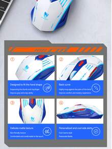 T-WOLF 3-Mode Gaming Mouse, Lightweight, Illuminated, Mechanical, Silent, Wireless, Bluetooth, Office, Home, LED Light Mouse - View 3
