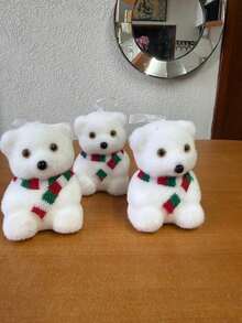 Set Of 3 Decorative Bears - White - View 3