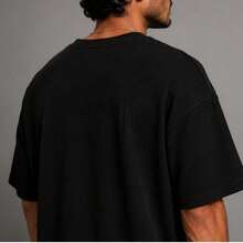 Set Of 2 RelaxMax Men's Casual Oversized Textured Knit Shirts - Black and Caramel - View 6